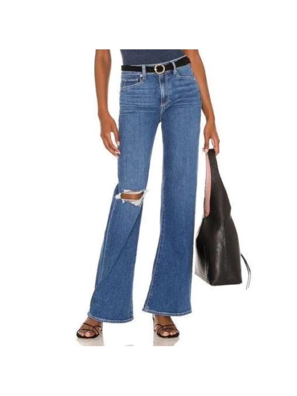 Paige Denim Leenah Jean Angelle Destructed High Waist Flare Sz 27